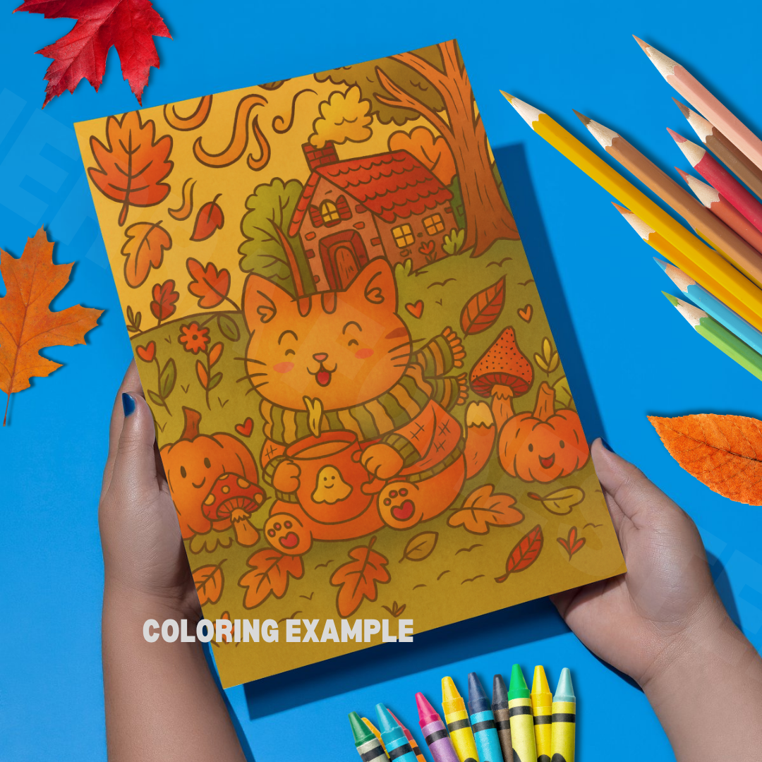 Spooky Cute Halloween Coloring Book Pages Set of 8 | Digital Download