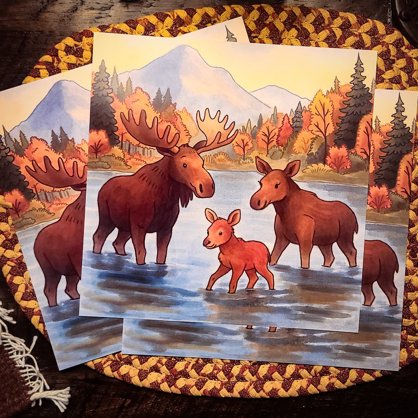 Autumn Moose Family | Woodland Art Print