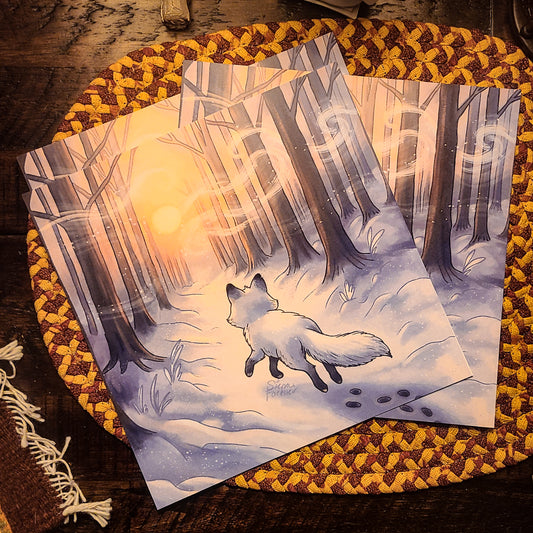 Winter Arctic Fox | Woodland Art Print