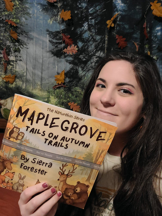 Sierra Forester with Proof Copy of debut children's book Maplegrove