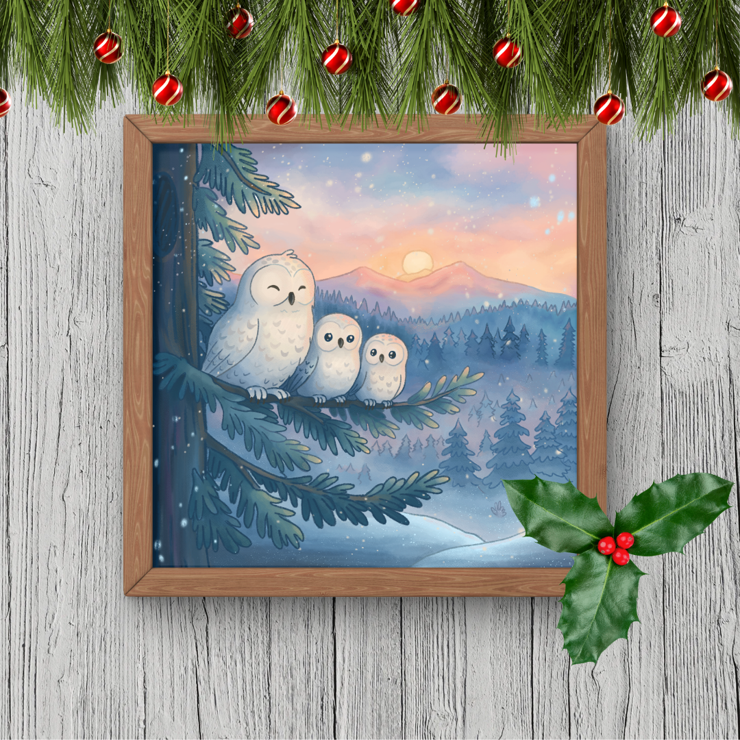 Winter Snowy Owl | Woodland Art Print