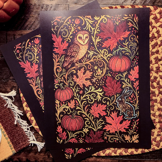 Autumn Woodland Owl | Art Print
