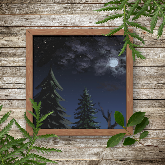 Moonlit Forest | Woodland Art Print