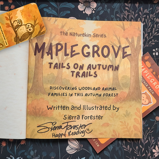 SIGNED Maplegrove: Tails on Autumn Trails | Paperback Book with Goodies